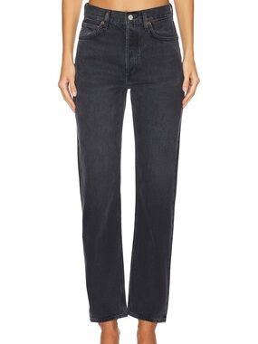 Agolde Straight Leg High-Rise Jeans in Washed Black